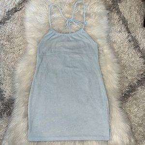 LA Hearts by PacSun Tie Back Terry Mini Dress in Light Blue